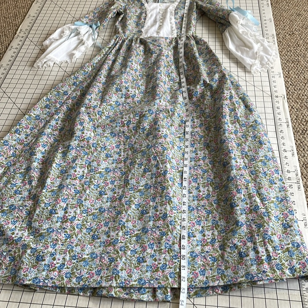 Vintage/handmade ca1976 dress w overskirt to celebrate bicentennial, blue calico - Picture 6 of 13